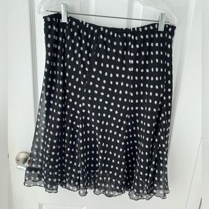 Vamp Black & White Polka Dot Print Panel Flowy Romantic Whimsigoth Skirt 1X